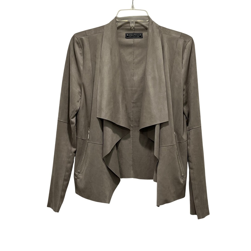 Bagatelle Collection Excellent Pre-Owned Open Jacket Women M Grey Faux Suede